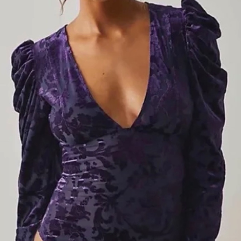 Free People Magic Hour Purple Bodysuit - Long Sleeve - Large